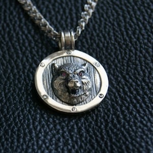 Viking Wolf necklace Silver Wolf Wolf head pendant The Witcher Wolf jewelry Wiccan jewelry Fenrir Odin Viking jewelry  Norse mythology