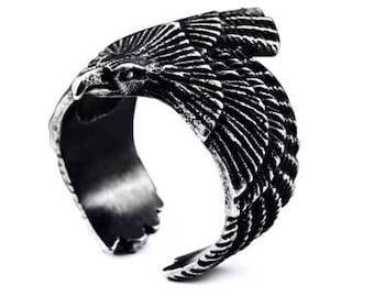 Raven Viking Ring – Norse Mythology Jewelry, Nordic Raven Bird Ring, Adjustable Viking Ring for Men & Women 03-05