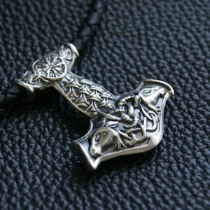 Thor&#39;s Hammer Necklace Mjolnir Necklace Sterling Silver Viking Jewelry Celtic Pendant Nordic Jewelry Viking Goats Necklace