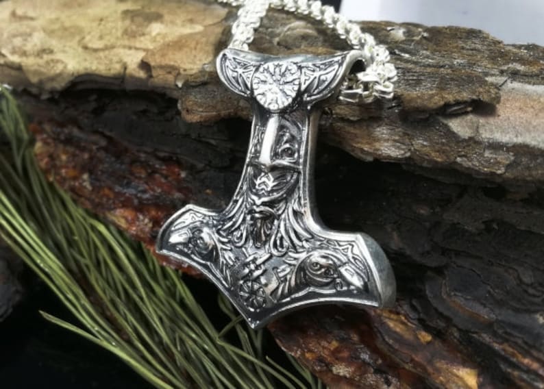 Thor's Hammer Necklace Mjolnir Necklace Sterling Silver Etsy