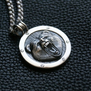 Wikinger Bärenkopf Kette, Berserker, Bärenkopf, Bärenkopf, Bärenkopf, Wikinger, Berserker, Geschenk für Männer, Amulett,Talisman