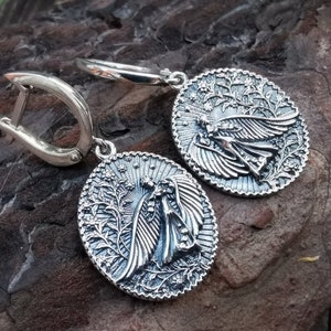 Handmade Silver Goddess earrings - Lada, Statement earrings, Freya earrings, Goddess jewelry, Slavic pagan jewelry, Occult jewelry, Lucky