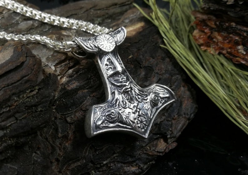 Thor's Hammer Necklace Mjolnir Necklace Sterling Silver Etsy