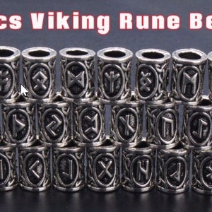 Set 24pcs Different Viking runes beads, Elder Futhark runes, Norse pagan, Runes charms, Protection amulet, Viking hair beads 9