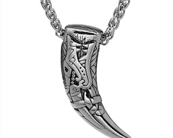 Dragon Tooth Necklace: Celtic Carvings, Viking Protection, Unique Gift for Men 5