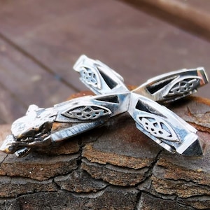 Wolf Cross necklace, Silver cross, Thor Hammer Necklace Mjolnir Necklace Viking pendant
