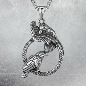 Viking Odins ravens necklace ,Crow pendant, Viking jewelry, Hugin and Munin, Mythology 15