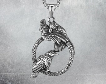 Viking Odins ravens necklace ,Crow pendant, Viking jewelry, Hugin and Munin, Mythology 15