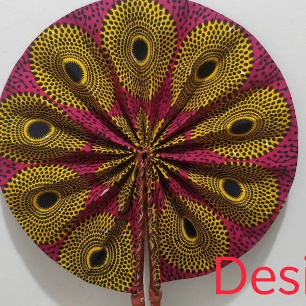 Handmade African print ( Ankara) portable folding hand fan