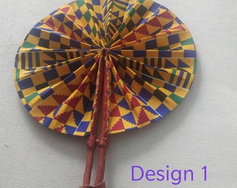 Handmade Kente fabric portable folding summer hand fan