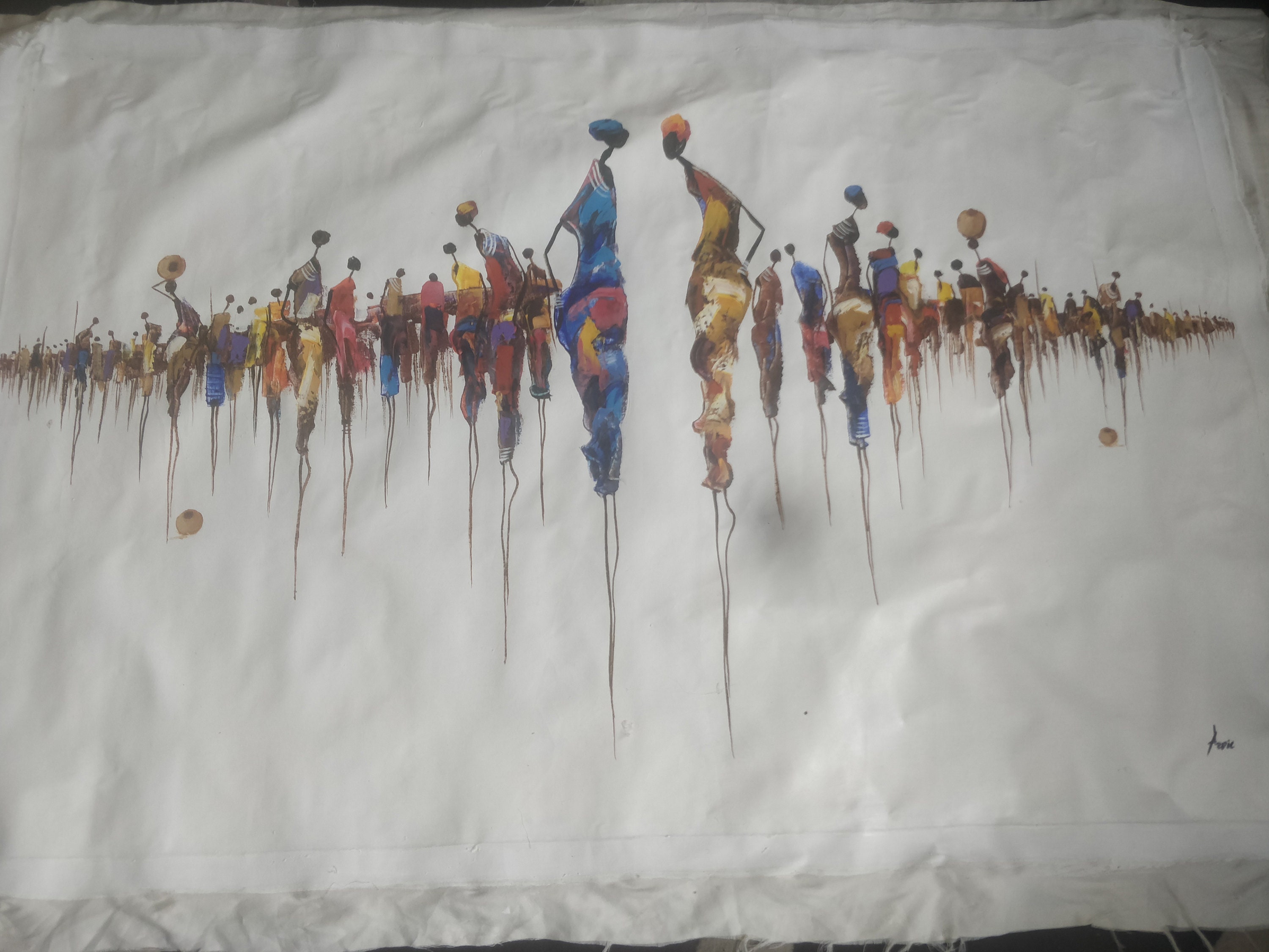 Large African Art - Original Handpainted Acrylic Painting on Rolling ...