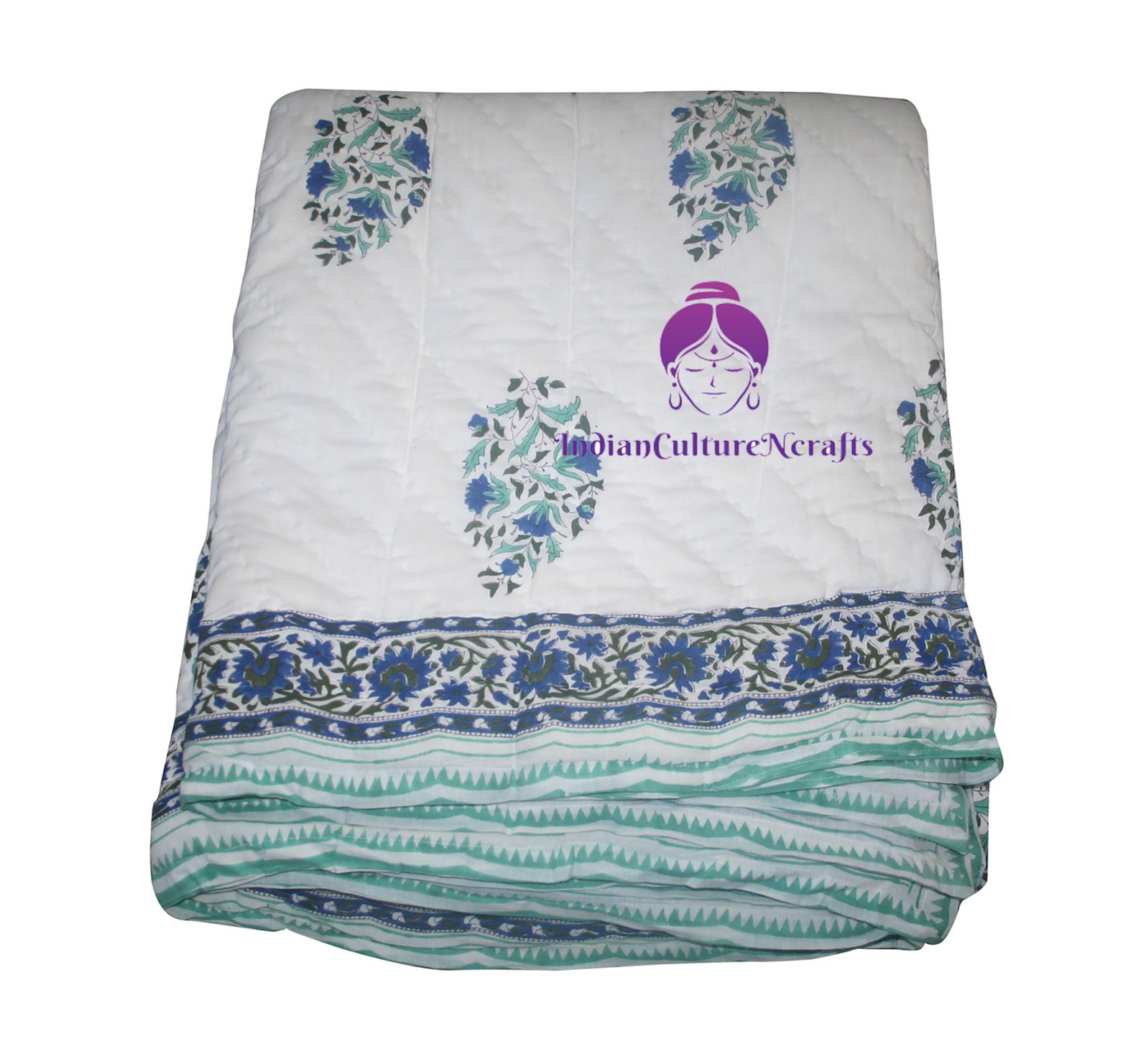 Indian Handmade Floral Print Cotton Quilt Reversible Hand Etsy