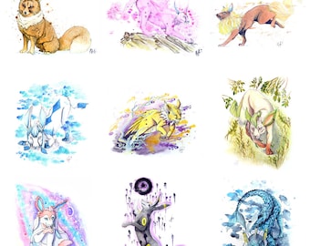 Eeveelutions Watercolor Illustration Prints (Individual Prints)