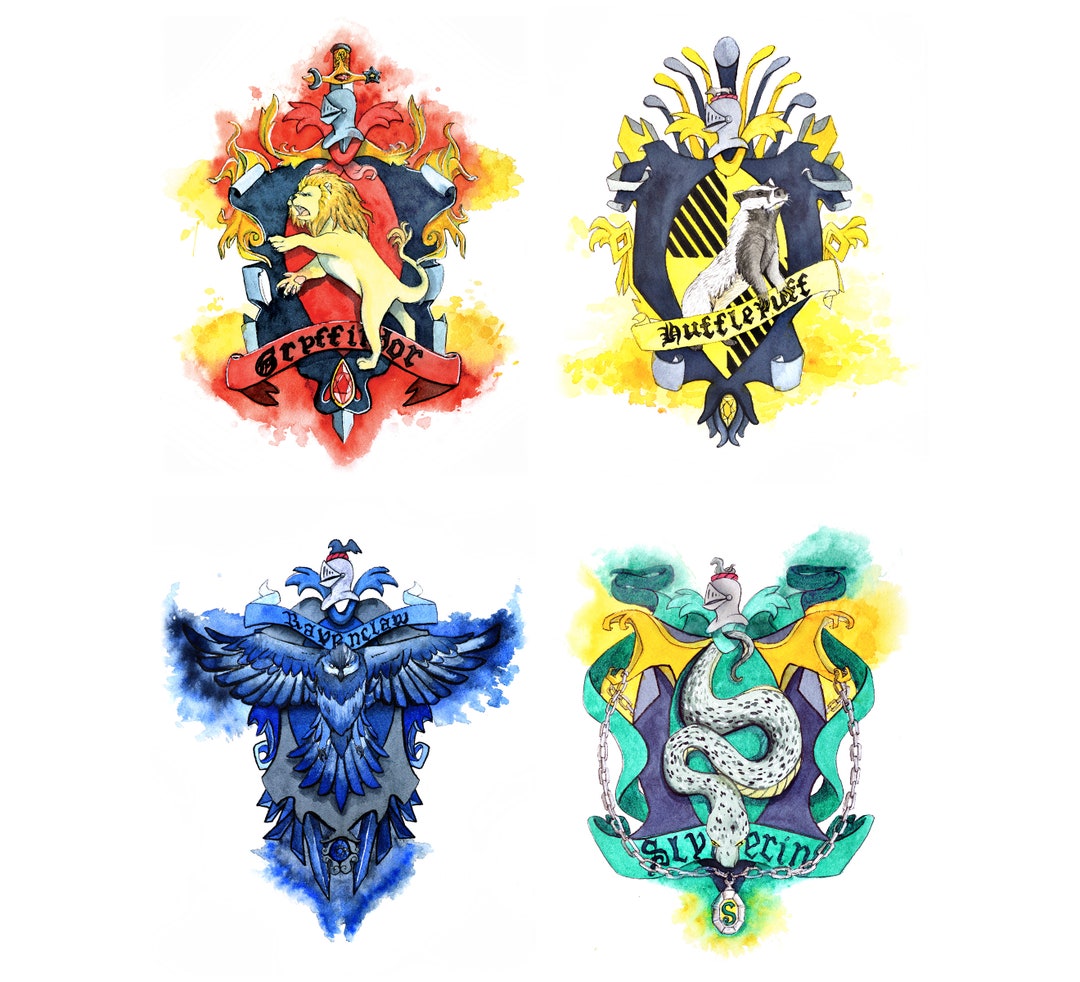 Hogwarts House Crests Watercolor Art Prints - Etsy