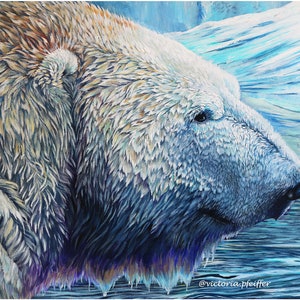Whiteout - Polar Bear Original Acrylic Painting Art Print