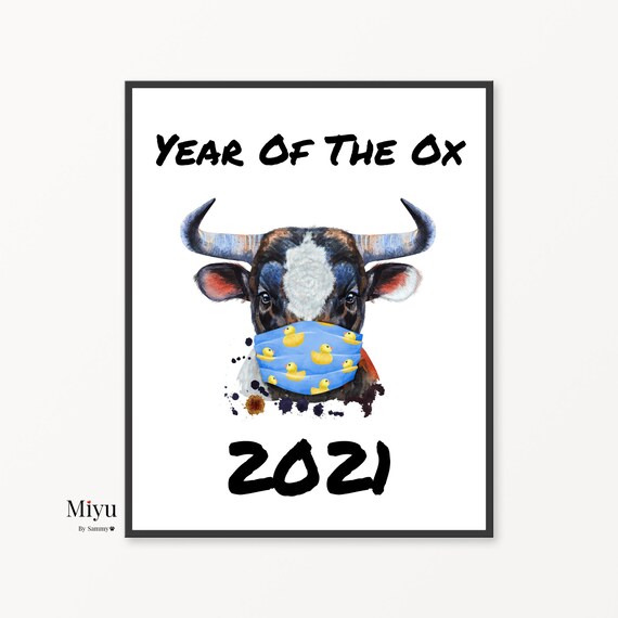 Year of the Ox Printable Wall Art 2021 Mask Sign Chinese Etsy