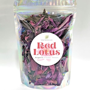 Dried Red Lotus Flowers: Organic Nymphaea Rubra Crushed Blossoms - Ships from USA