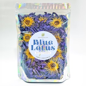 Organic Blue Lotus, Premium Quality Dried Nymphaea caerulea Waterlily Flowers, USA Stock