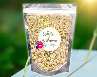 White Jasmine Tea Organic, All-Natural Pure Jasminum officinale flower buds