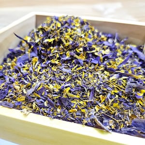 Finely crushed Blue Lotus petals and stamen - premium cut and sifted Nymphaea Caerulea botanical material for DIY crafting