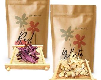 Organic Lotus Flower Set: Red and White - 100% Natural