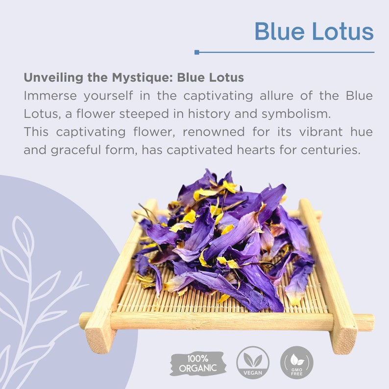 Organic Blue Lotus Dried Flowers. Premium Sacred Nymphaea caerulea. Free Shipping available