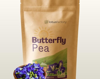 Organic Butterfly Pea Powder. A Natural Food Coloring for Blue Matcha, Baking, Smoothies & Latte