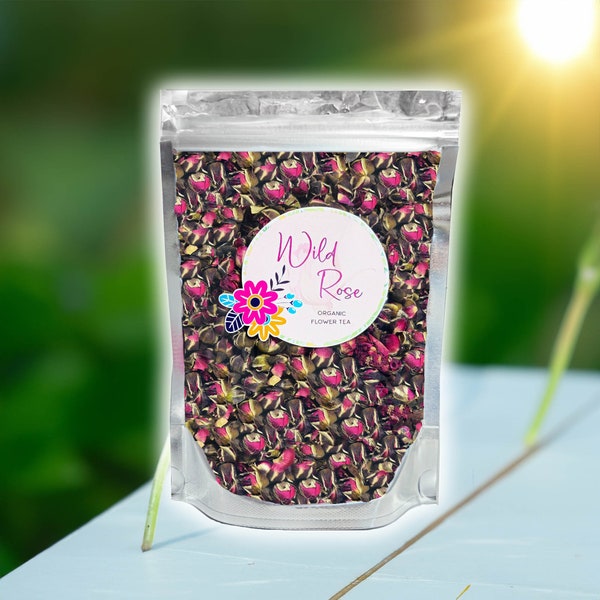 Wild Rose Tea, Organic Rose buds with an aromatic and refreshing fragrance