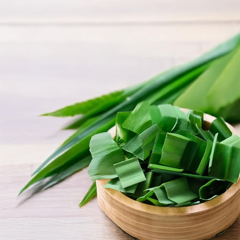 Hojas de pandan secas orgánicas: dulce "vainilla asiática" para decorar arroz, té y cócteles. Sample (3-5 grams)