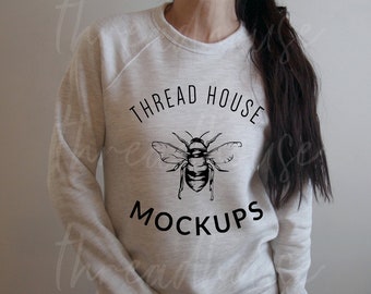 Mockup 3901 Ash White Sweatshirt Bella and Canvas Sponge Fleece Unisex Mock Up Flat Lay Winter