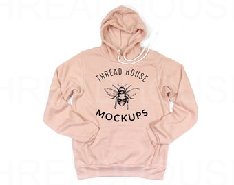 Bella and Canvas 3719 Hoodie Peach Hooded sweatshirt Sponge Fleece Unisex Mock Up Flat Lay Winter