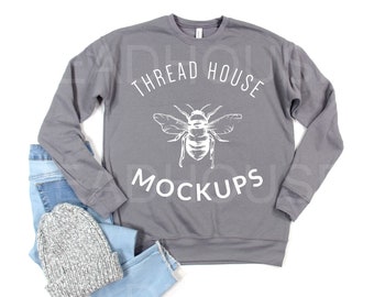 Bella Canvas 3901 Sweatshirt Mockup Grey Acid Fleece Template Etsy