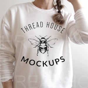 Mockup 3945 White Sweatshirt Bella and Canvas Sponge Fleece Unisex Mock Up Flat Lay Winter