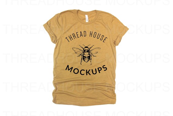 Mockup Bella And Canvas 3001 Heather Mustard Yellow Gold Crew Etsy