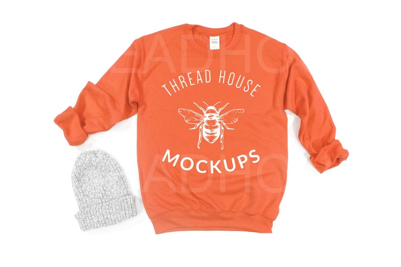 Download Gildan Sweatshirt Mockup 18000 G180 Orange Unisex ...