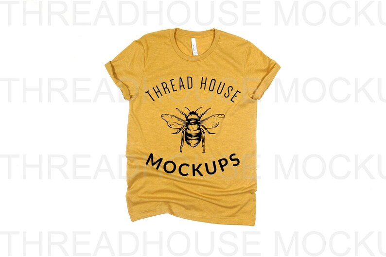 Download Mockup Bella and Canvas 3001 Heather Mustard Yellow Crew ...