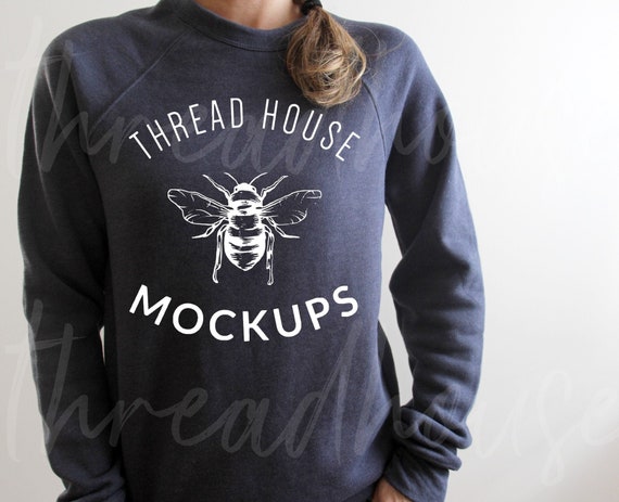 Model Mockup 3901 Heather Navy Blue Sweatshirt Bella And Etsy
