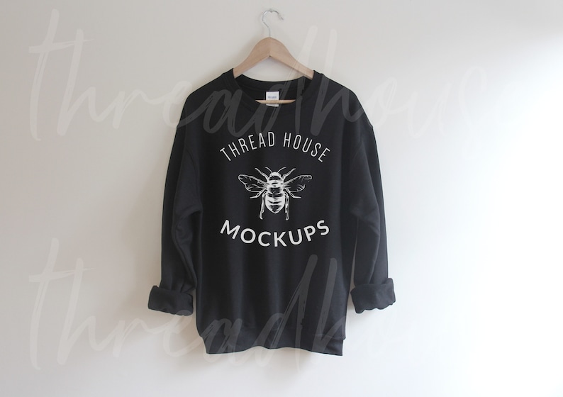 Download Gildan Sweatshirt Mockup 18000 G180 BLACK Unisex ...