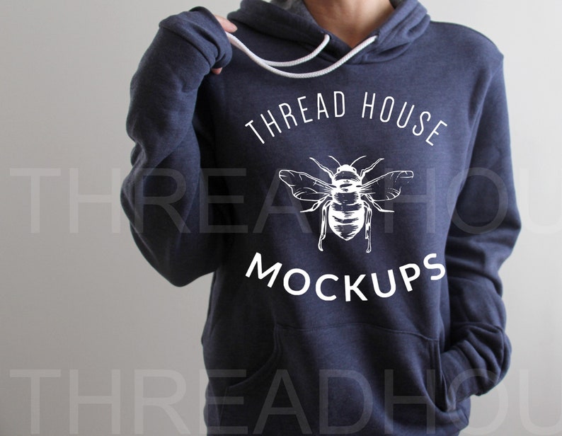 Download Model Mockup Hoodie Bella and Canvas 3719 Heather Navy ...