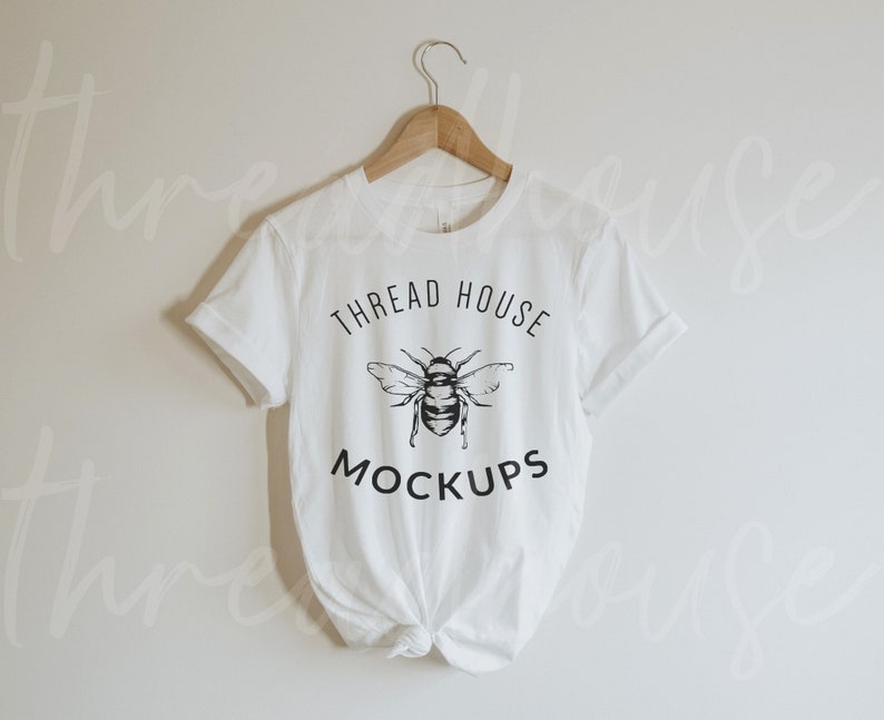 Download Mockup Bella and Canvas 3001 White Crew Neck Unisex Shirt ...