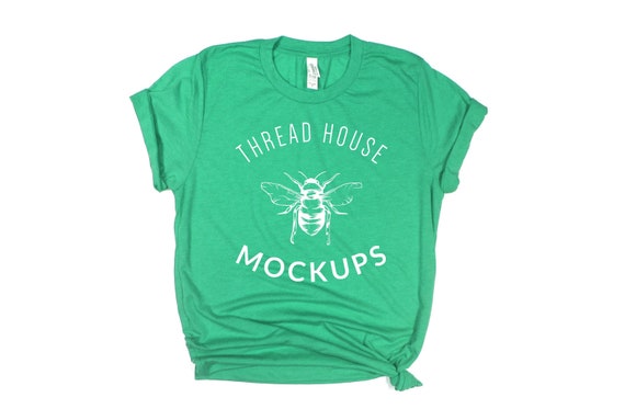 Mockup Bella And Canvas 3001 Heather Kelly Green Crew Neck Etsy