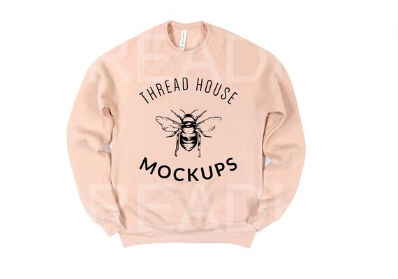Mockup Bella Canvas 3901 Peach Sponge Fleece Unisex Sweatshirt Etsy