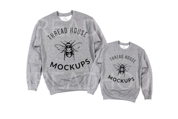 Gildan Sweatshirt Mockup 18000 G180 G180b Graphite Heather Etsy