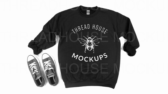 Gildan Sweatshirt Mockup 18000 G180 Black Unisex Sweatshirt Etsy