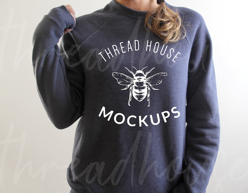 Download Modèle Mockup 3901 Heather Navy Blue Sweatshirt Bella et ...