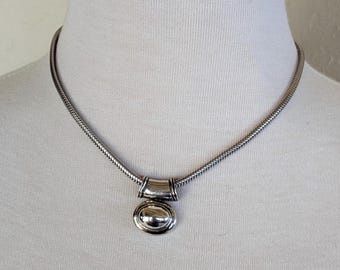 Vintage Zina Beverly Hills Sterling Pendant with Forstner Snake Chain