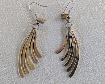 Vintage Taxco 3 Inch Graduated Fan Dangle Earrings TS-81