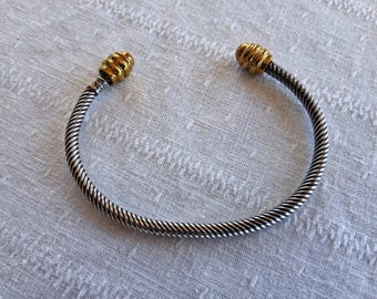 Classic Vintage Mexico Sterling Torque Cuff with Brass Accents 18g