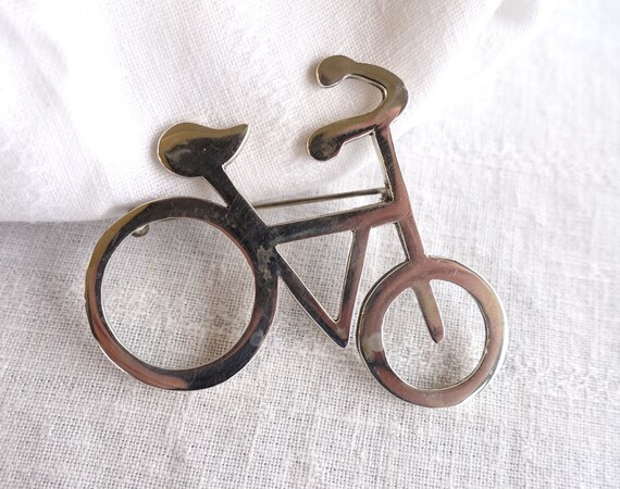 Taxco 17g Solid Sterling Bicycle Brooch, Vintage - image 2