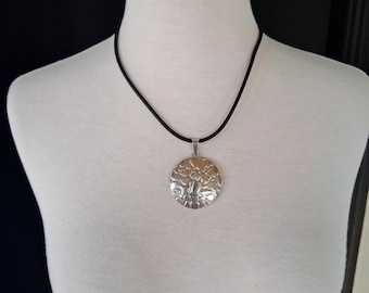 Vintage Southwest Style Pebbled Pendant on 18 inch Black Rubber Chain
